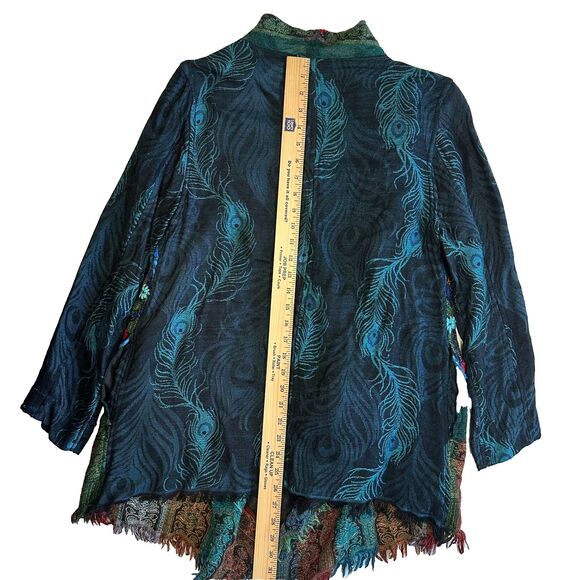 Soft Surroundings Embroidered Peacock Feather Kimono Cardigan Jacket Women's S - Picture 11 of 15